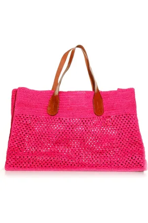 IBELIV Borsa a mano bicolore in rafia intrecciata