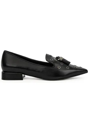 Bruno Premi Ballerina nera in pelle con nappine