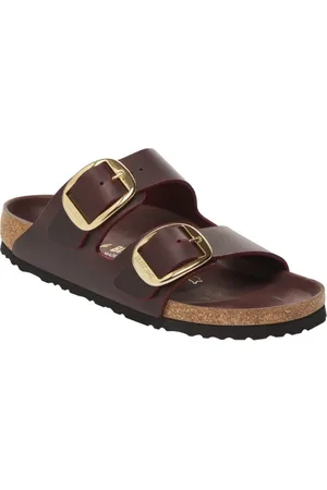 Birkenstock Sandalo Arizona Big Buckle a due fasce in pelle ingrassata bordeaux