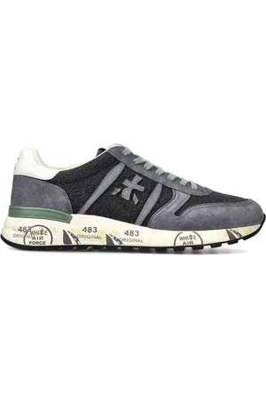 Premiata Sneakers Lander in suede grigio denim e tessuto