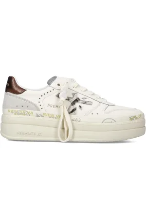 Premiata Sneakers Micol in pelle bianca topponcino bronzo