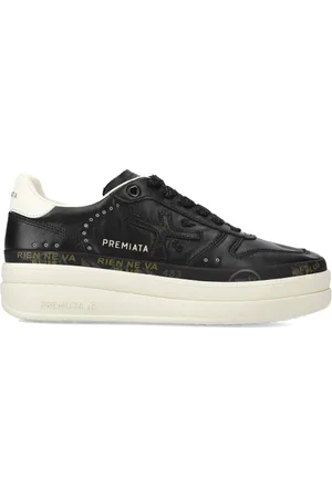 Premiata Sneakers Micol in pelle nera topponcino bianco