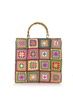 La Milanesa Shopping bag in crochet e manici in bamboo