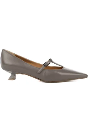 Chantal B Ballerina in pelle con cinturino tortora