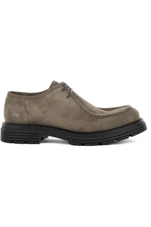 FRANCO FEDELE Mocassino in suede fango con lacci