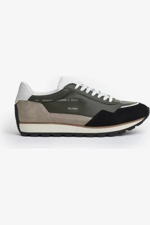 Hogan Running 86er pelle verde camoscio beige e
