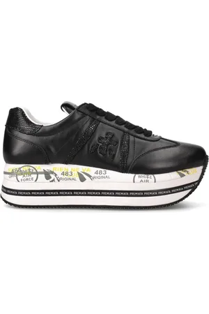Premiata Sneakers Beth in tessuto e pelle nera