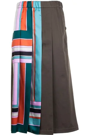 Max Mara Gonna in twill stampato e gabardina
