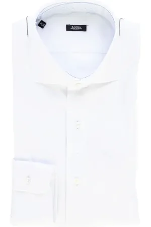 BARBA Camicia uomo bianca stretch
