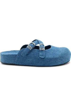 vic matiè Klompen sabot in denim stone wash azzurro
