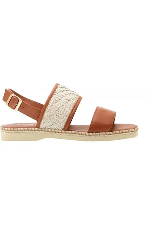 Hogan Sandalo piatto extralight in pelle cuoio rafia