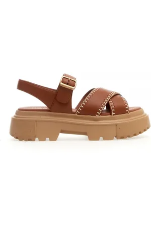 Hogan Sandalo h644 carroarmato in pelle cuoio impunturato