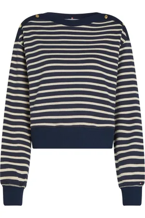 Tommy Hilfiger Felpa con scollatura a barca e bottoni dorati