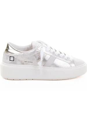D.A.T.E. Sneakers Hill Low platform in pelle platino