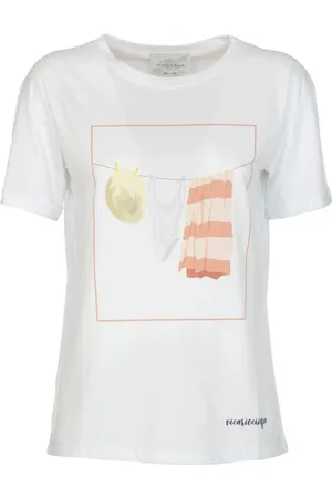 Vicario Cinque T-shirt bianca stampa panni