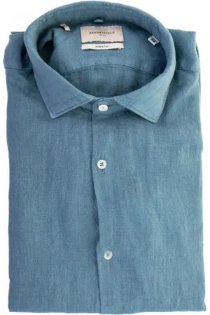 BROOKSFIELD Camicia uomo azzurra in lino