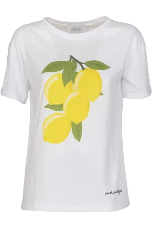 Vicario Cinque T-shirt bianca stampa limoni