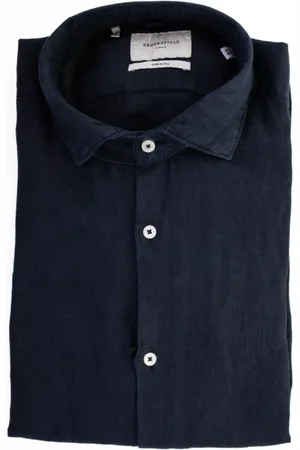 BROOKSFIELD Camicia uomo navy in lino