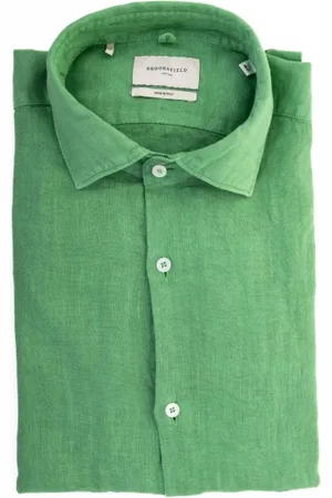 BROOKSFIELD Camicia uomo verde in lino