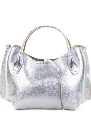 Gianni chiarini Borsa doppio manico Fiamma in pelle martellata metallizzata