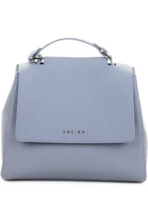 Orciani Borsa Sveva Soft S a spalla in pelle con tracolla azzurra
