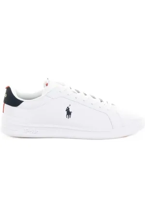 Ralph Lauren Sneaker bianca in pelle con logo navy
