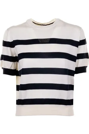 CRUNA T-shirt donna a righe in puro cotone
