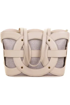 Borbonese Shopping bag All Around in tessuto jacquard riciclato e pelle