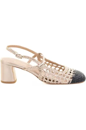 Chantal B Décolleté slingback beige traforato in pelle