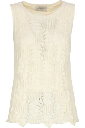 Vicario Cinque Top panna tricot donna