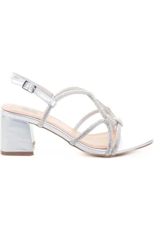 Bibi Lou Sandalo argento con brillantini tacco quadrato