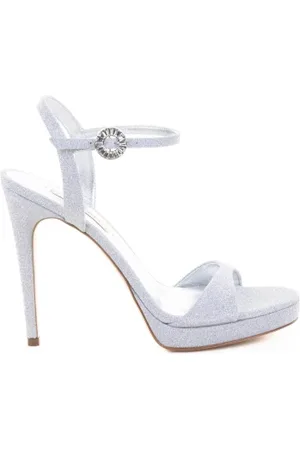 Casadei Sandali argento glitter con cinturino