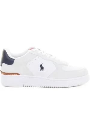 Ralph Lauren Sneaker bianca in pelle con logo navy