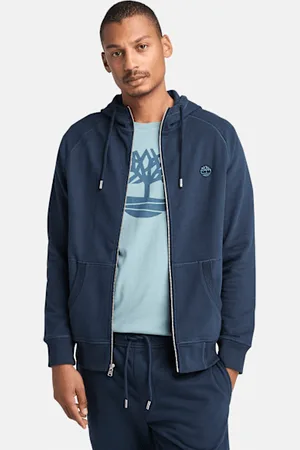 Timberland Felpa con Cappuccio e Zip Intera Loopback Exeter River da Uomo in scuro, Uomo