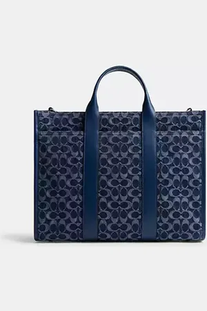 Coach Borsa larga Wesley in denim Signature