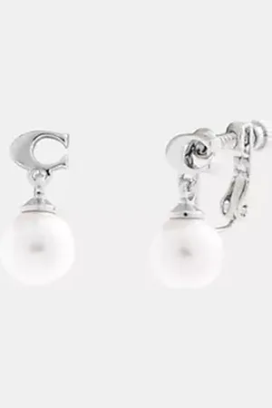 Coach Orecchini pendenti a clip con perla Signature