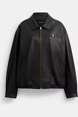 Coach Giacca in pelle oversize con targhetta Heritage C