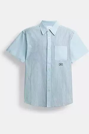 Coach Camicia Oxford a righe in materiali misti