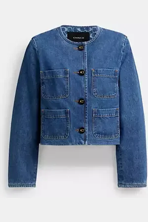 Coach Giacca in denim senza colletto in cotone biologico