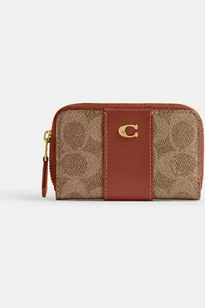Coach Porta carte di credito piccolo essenziale con cerniera integrale in tela esclusiva