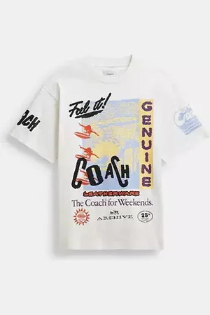 Coach Maglietta Con Grafica Surf Taglio Comodo