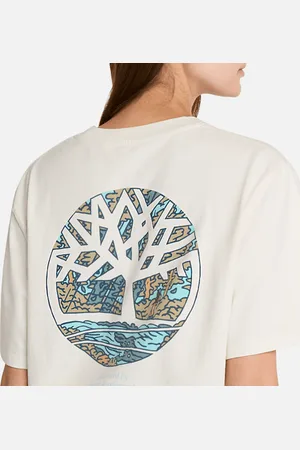 Timberland All Gender T-shirt con Grafica Illustrata con Logo ad Albero sul Retro in