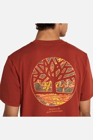 Timberland All Gender T-shirt con Grafica Illustrata con Logo ad Albero sul Retro in