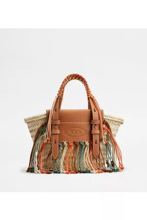 Tod's Donna Shopper e tote bag - Borsa Shopping in Paglia e Pelle Piccola
