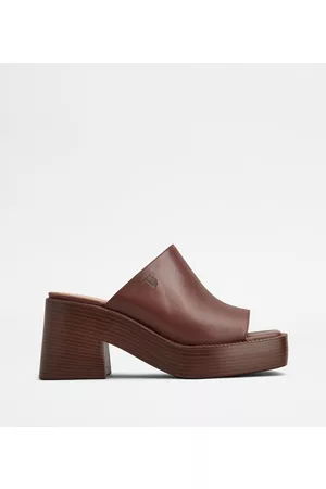 Tod's Donna Sandali sabot con tacco - Sabot Platform in Pelle Con Tacco