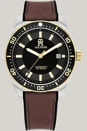 Tommy Hilfiger Orologio con cinturino in pelle e monogramma TH
