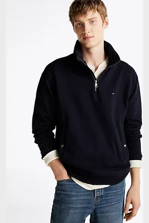 Tommy Hilfiger Felpa con collo a listino e mezza zip