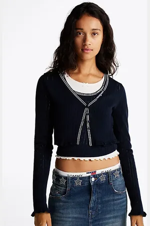 Tommy Hilfiger Cardigan crop slim fit con motivo pointelle