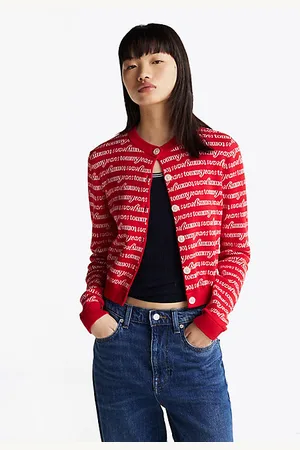 Tommy Hilfiger Cardigan crop slim fit con logo all over