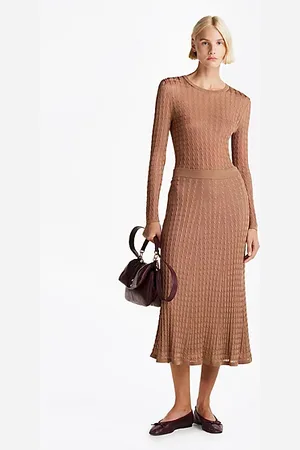 Tommy Hilfiger Gonna midi a trapezio in maglia intrecciata